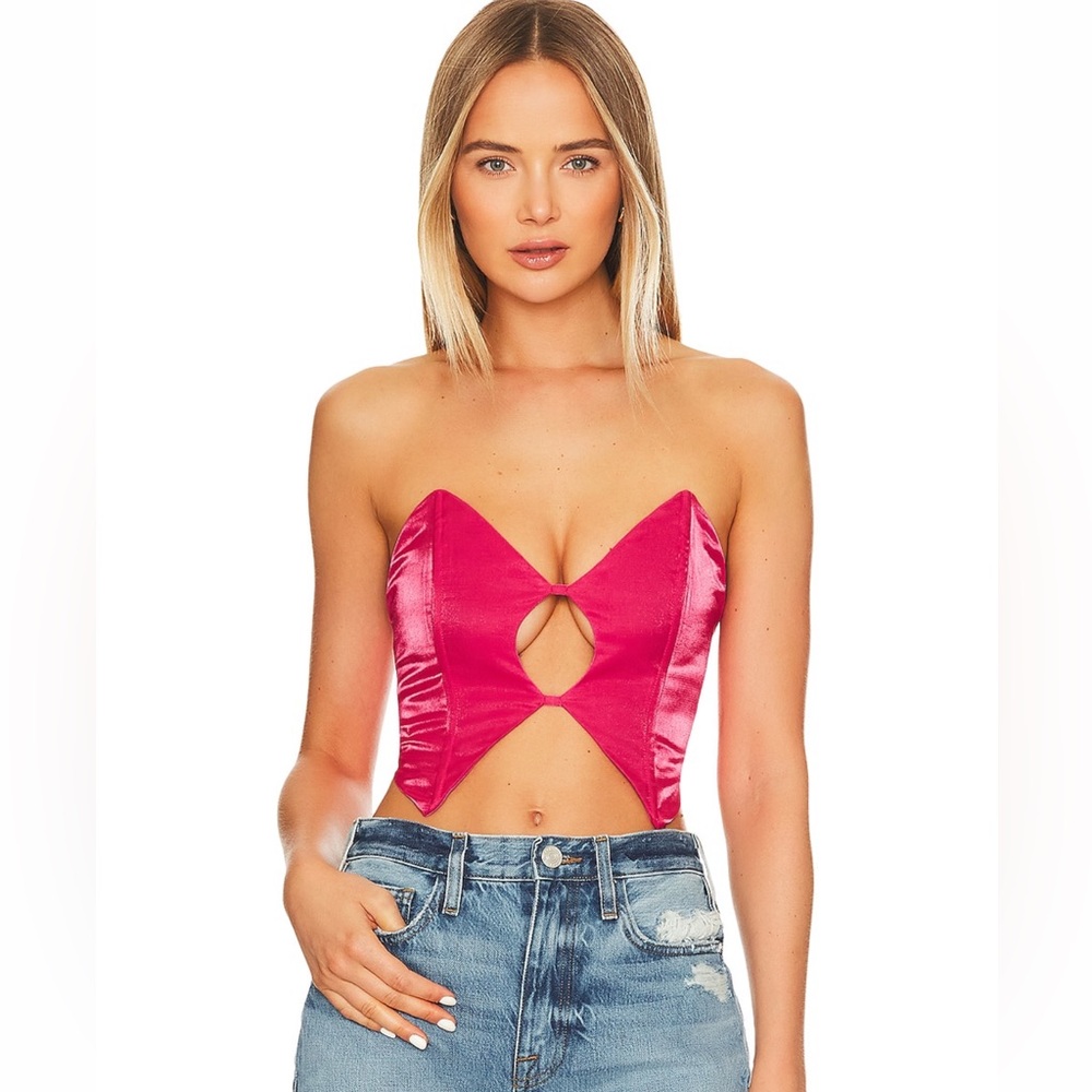 Superdown Clara Cut Out Crop Top in Hot Pink, size SMALL